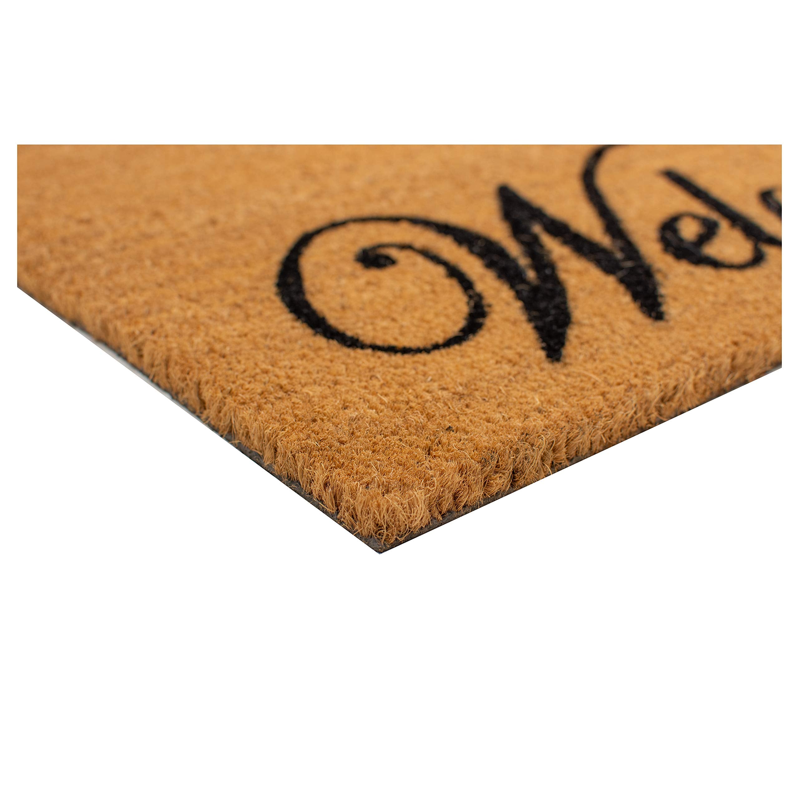 121353672 Scroll Welcome Doormat, 3' x 6', Natural/Coir