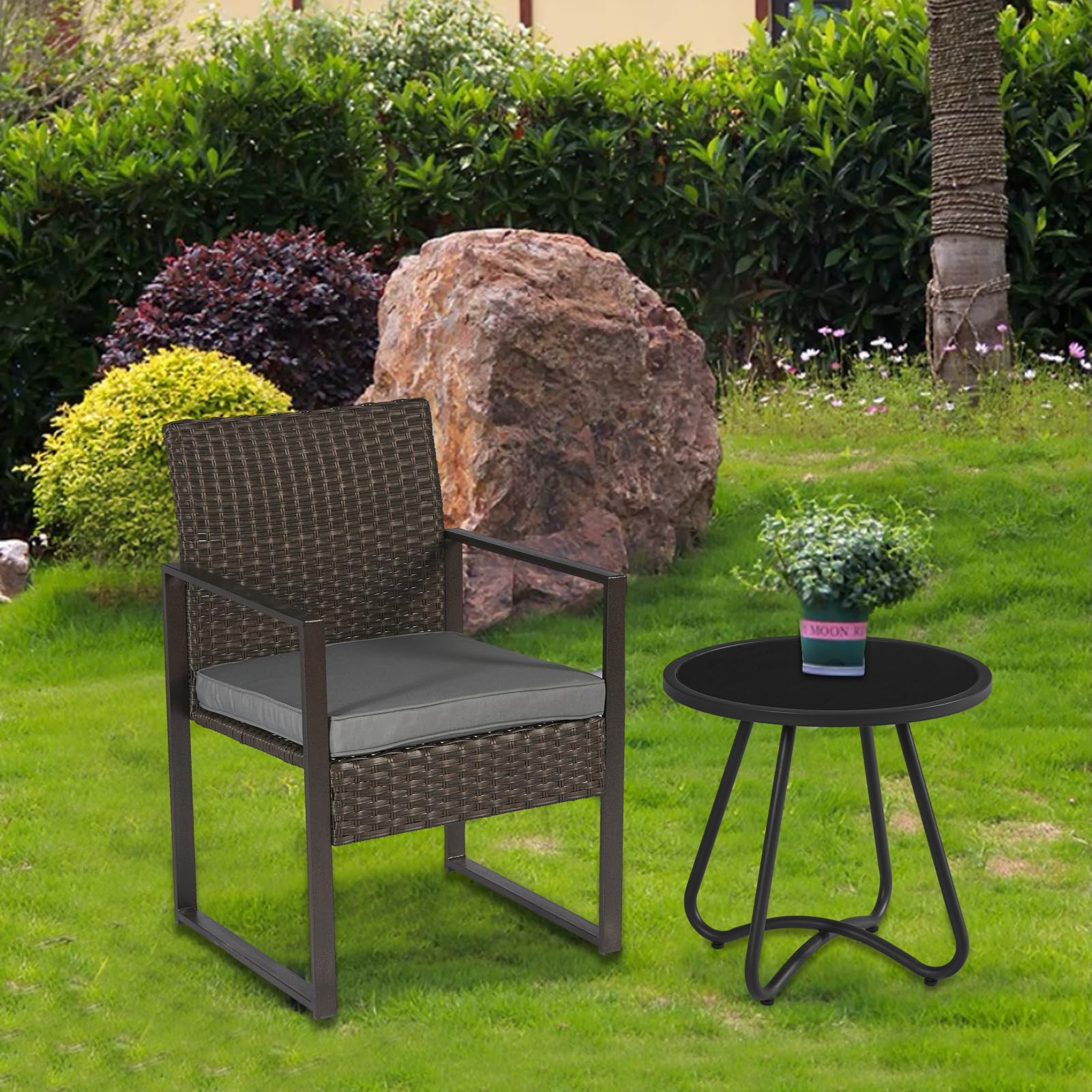 Outdoor Side Tables, Resistant Steel Patio Side Table, Small Round End Table