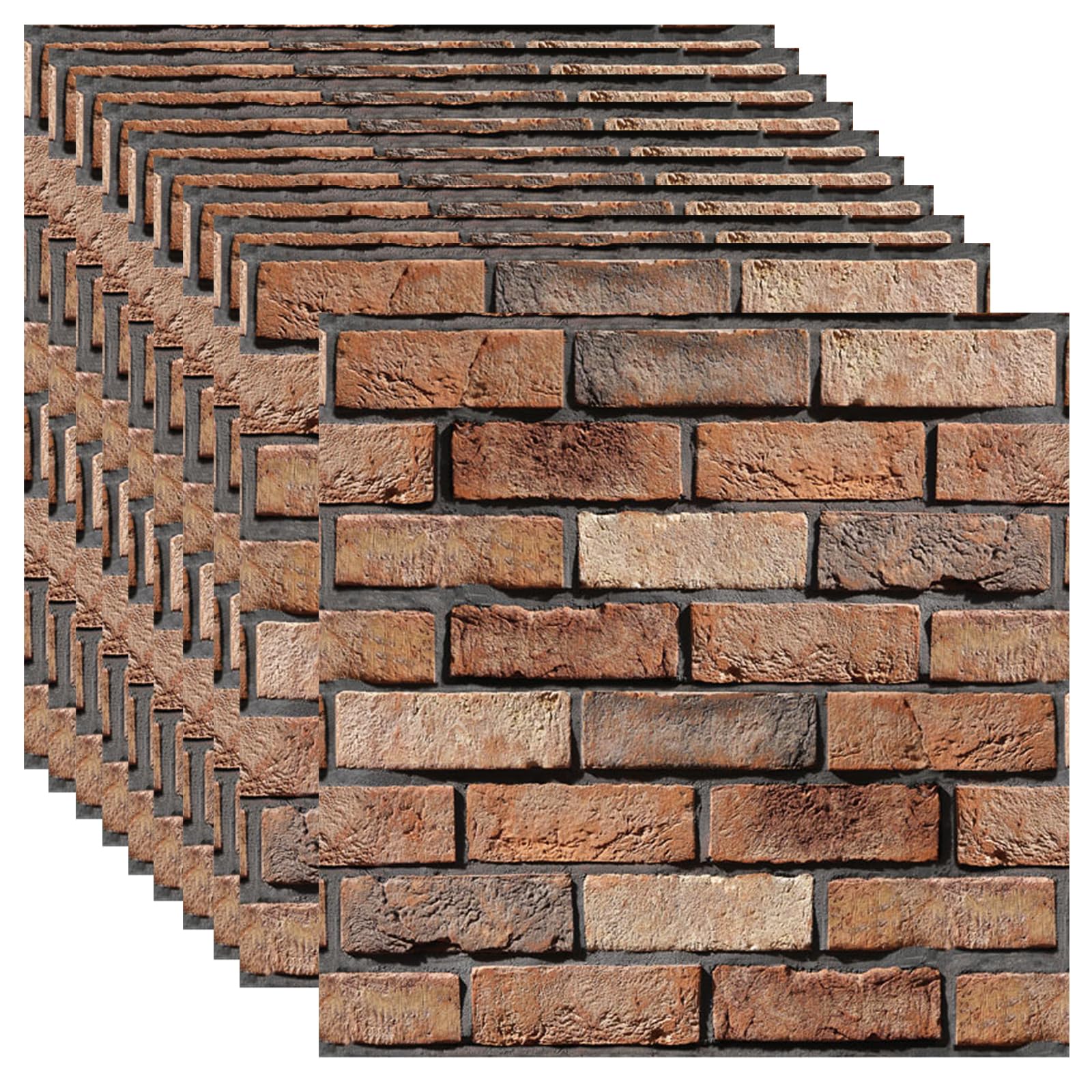 3D Wall Panels Peel and Stick 3D Brick Wallpaper Peel and Stick Interior Décor,10 Pack