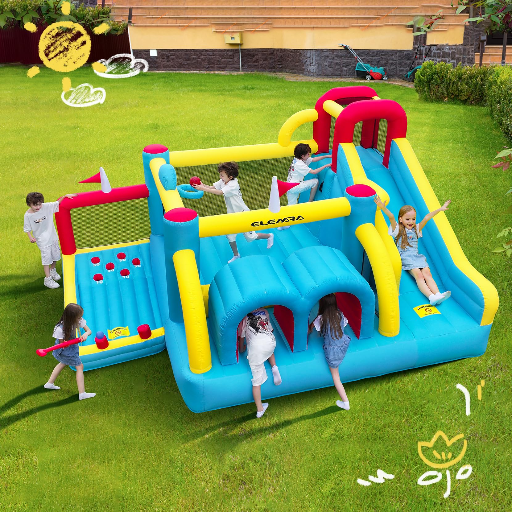 7 in 1 Inflatable Bounce House, 15x12’XL Golf Inflatable Bouncer with Blower, Bounce House