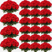 600 Pcs Red Roses Artificial Flowers Bulk with Long Stem