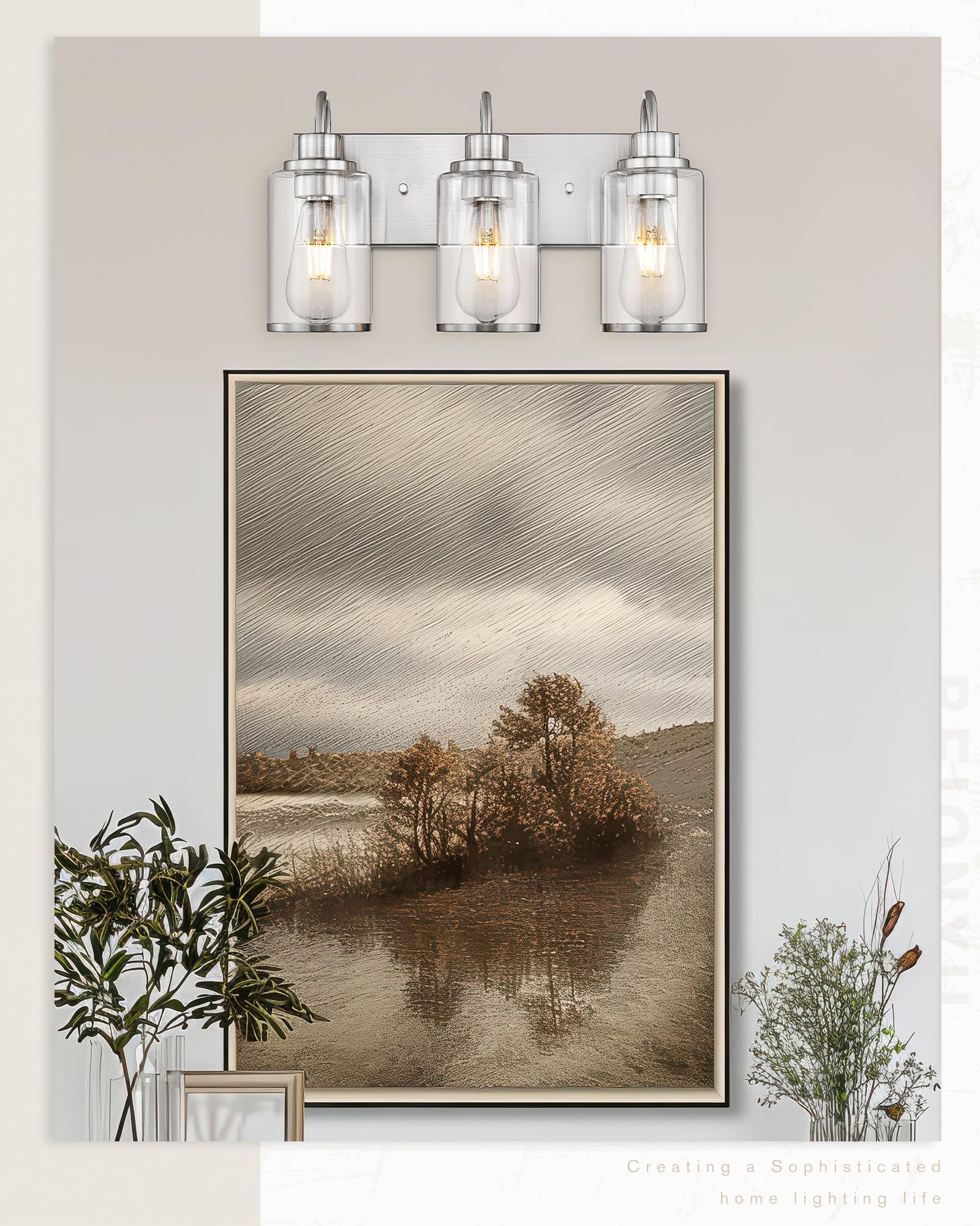 3-Light Bathroom Light Fixtures, Brushed Nickel Bathroom Light Fixtures Over Mirror