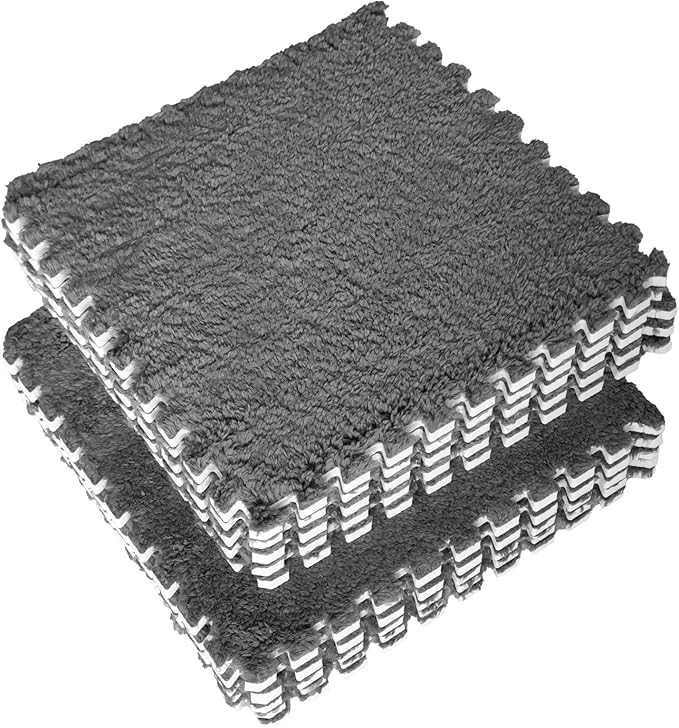 16pcs 0.6" Thickened Interlocking Tile Mats,Fluffy Shaggy Soft EVA Foam Area Rug