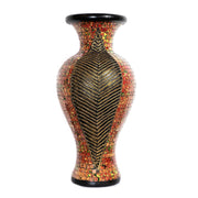 Floor Vase, 24 Inch Mosaic Vase – Tall Cylinder Made of Terracotta with Red, Orange