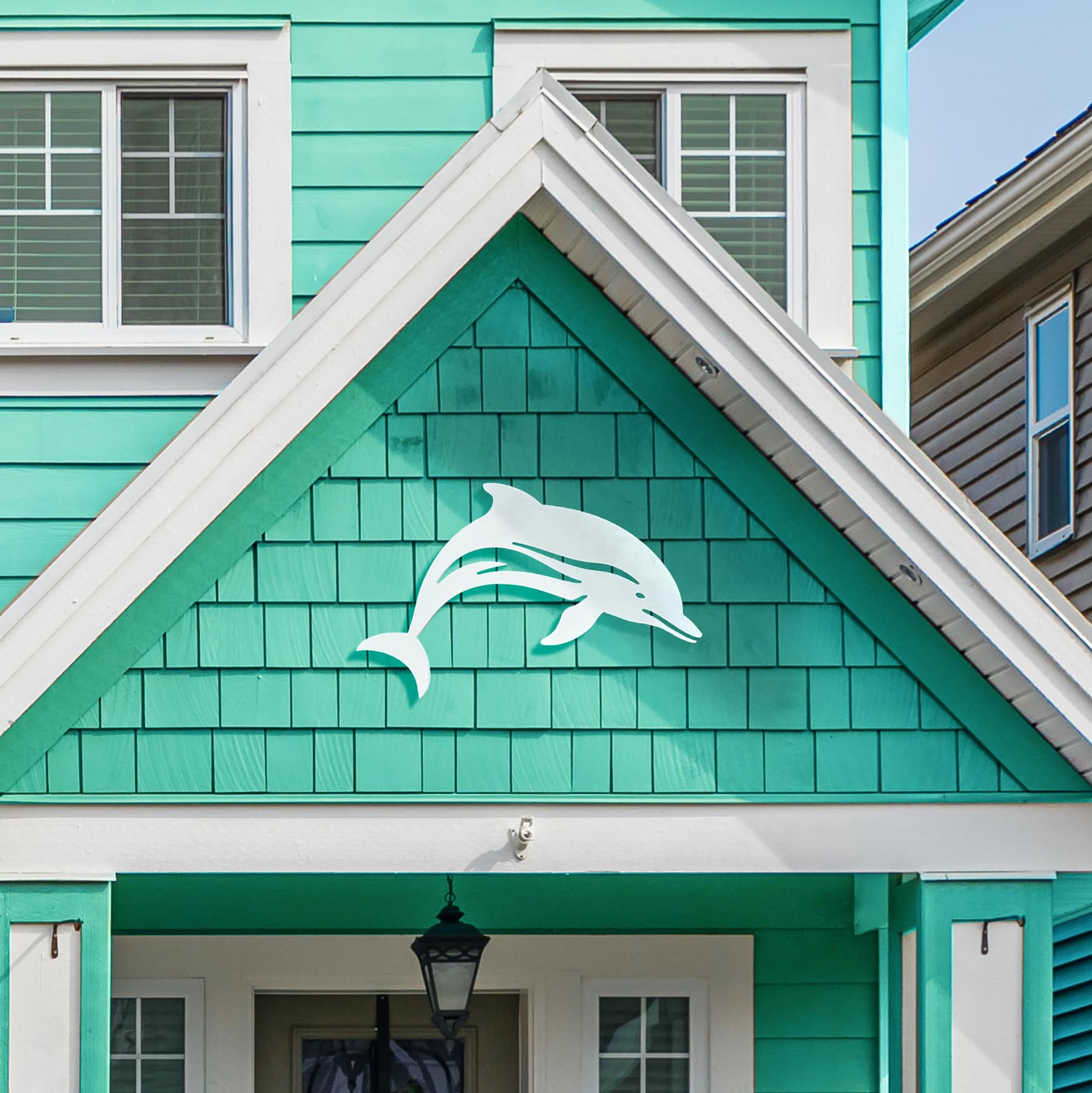 Outdoor Dolphin Wall Art, Coastal Beach House Decor