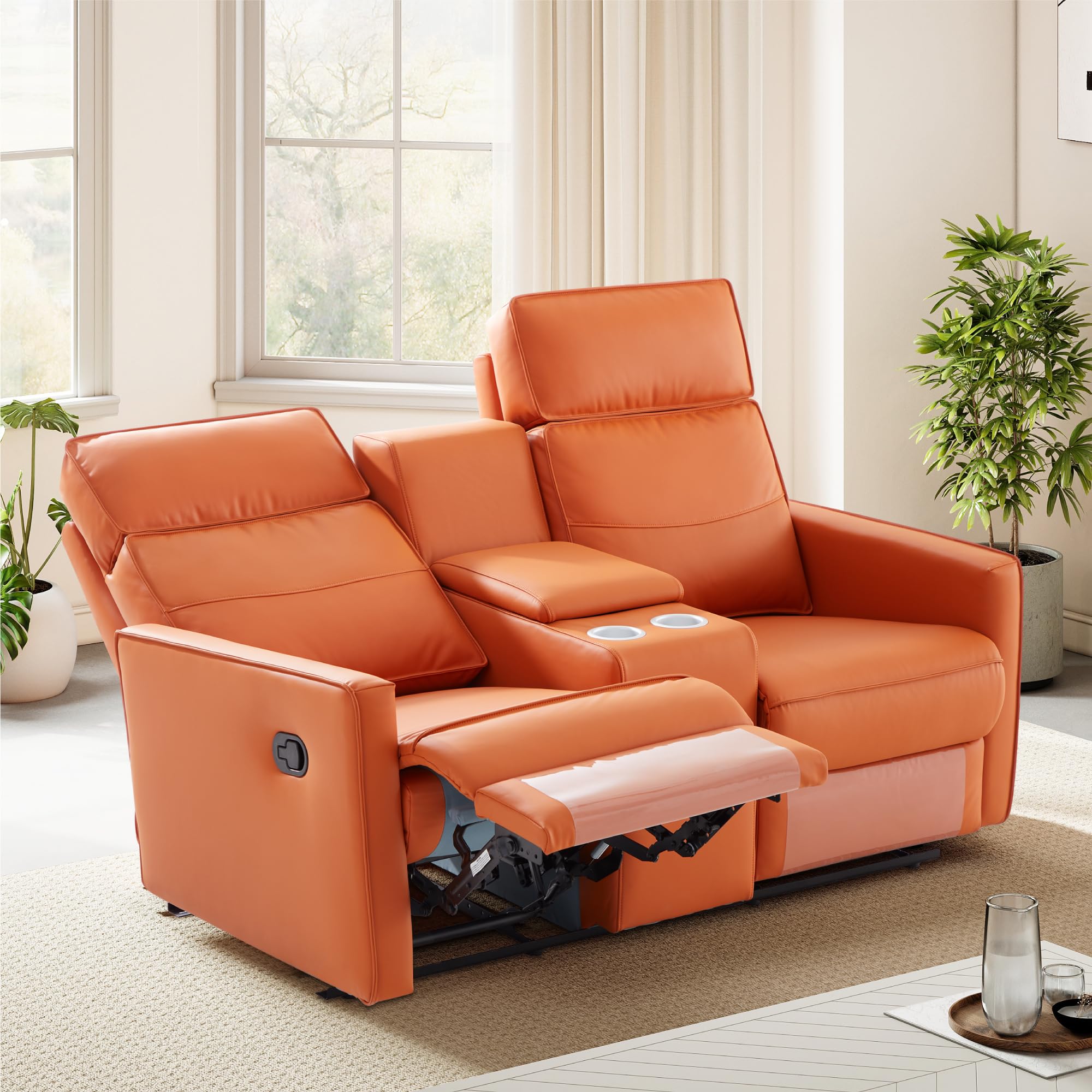 Recliner Sofa Set, High-Back Faux Leather Rocking Chair,living room
