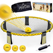 Outdoor Beach Ball Game Includes 3 Balls, Net and Carrying Bag -Roundnet Game Set