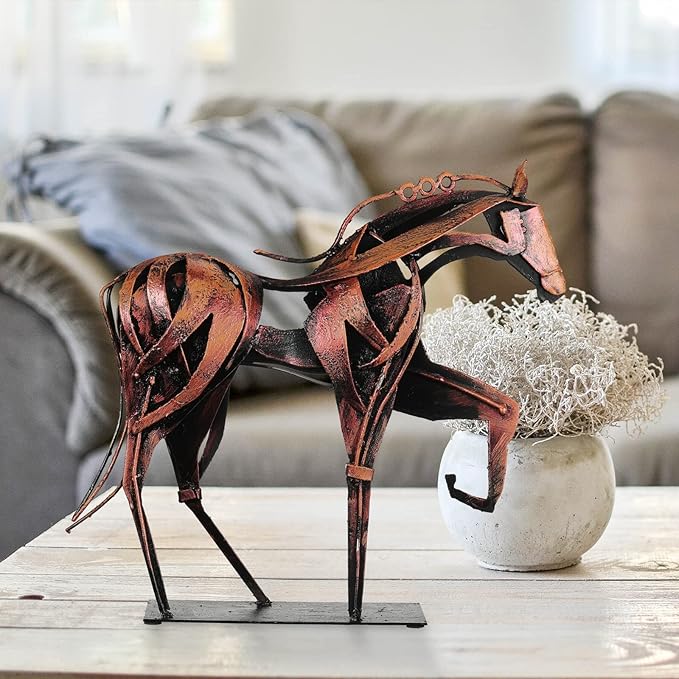 Metal Horse Statue Decor, Handmade Strong Modern Horse Sculpture Handicraft