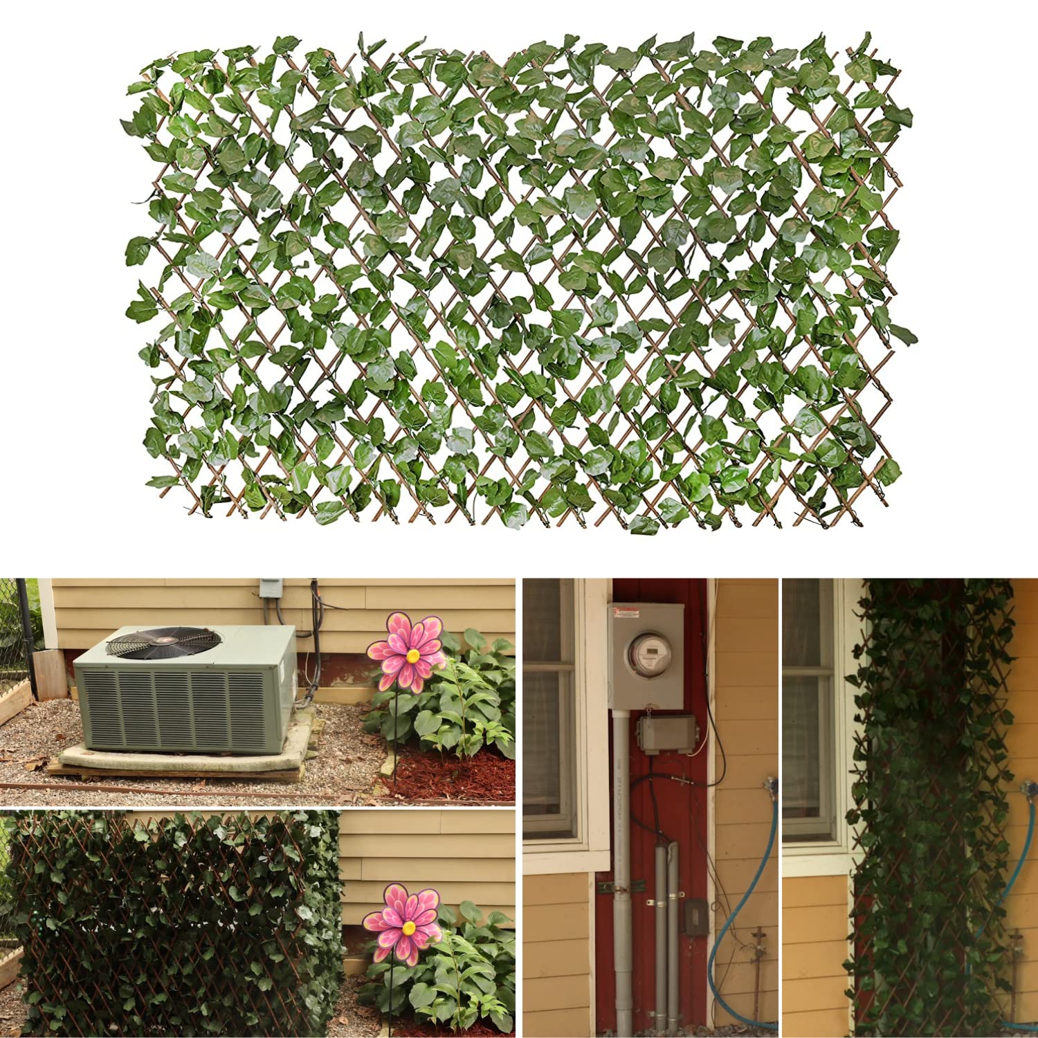 Artificial Ivy Privacy Fencing System, Faux Ivy Vine & Willow Branch Lattice
