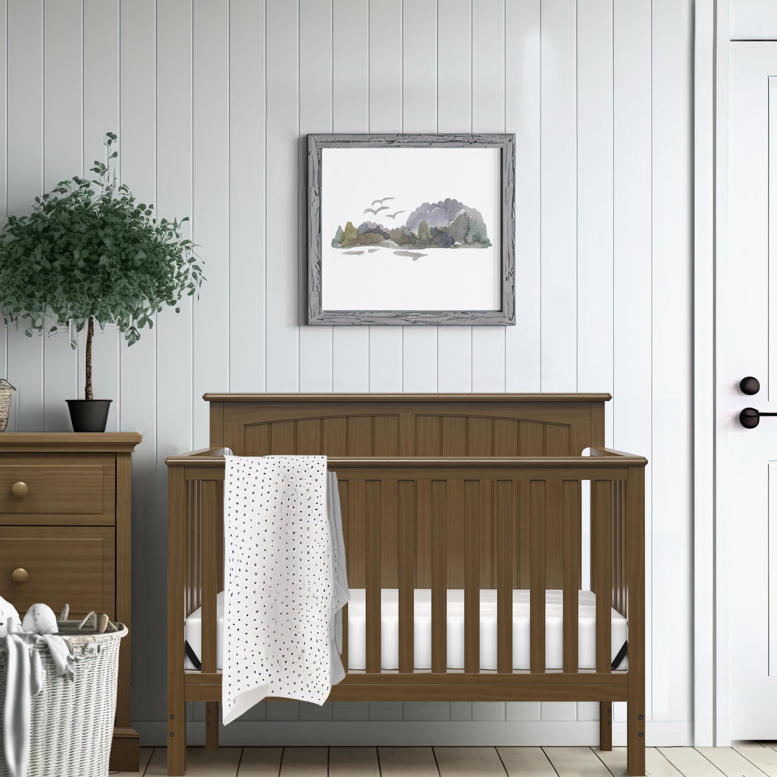 Sheldon 4-in-1 Convertible Crib, Baby Crib Converts to Day Bed