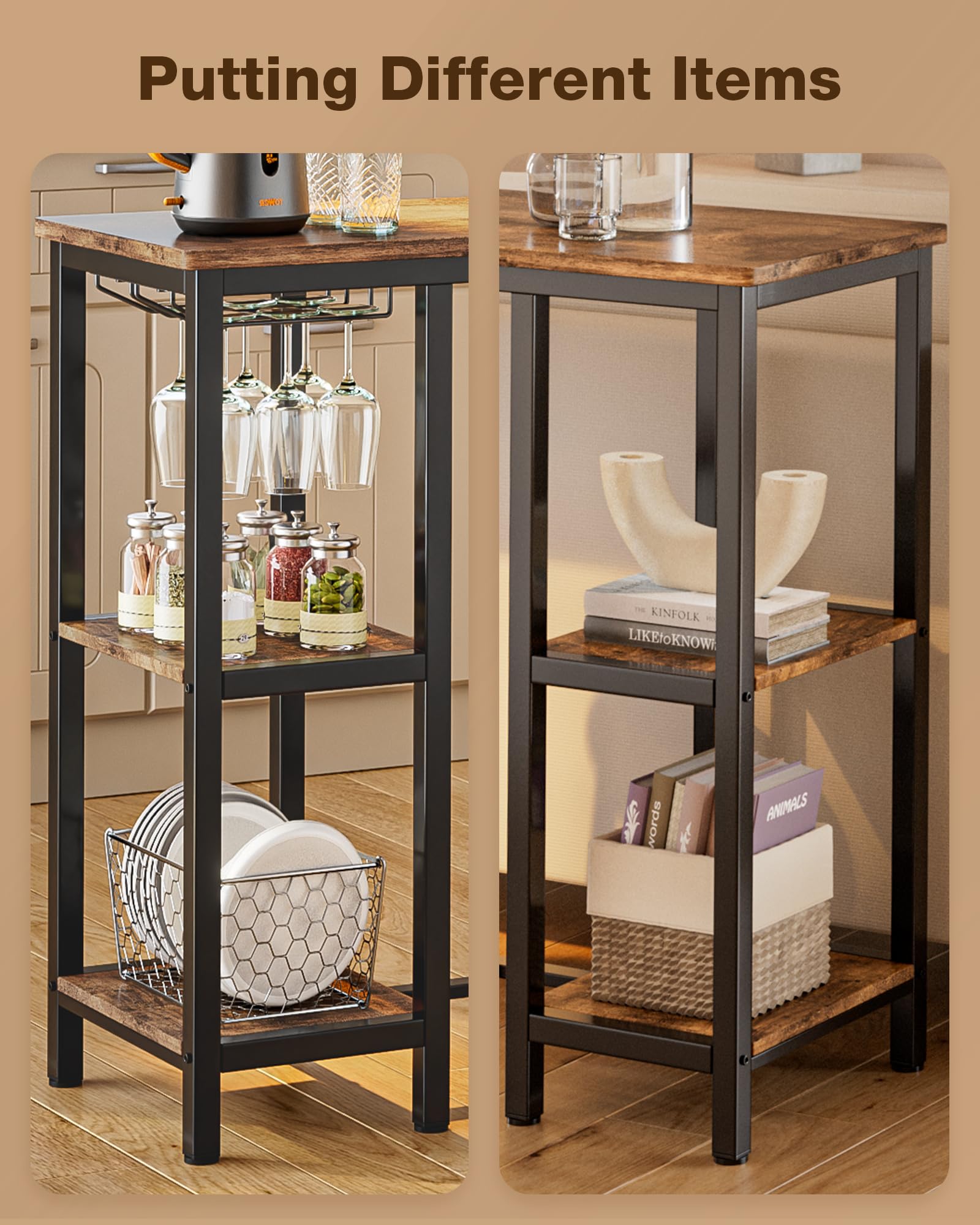3-Piece Bar Table Set for 2, Bar Table with Stools & 2 Storage Shelves, Small Bar Table
