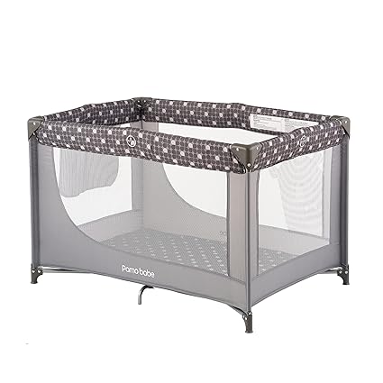Crib Baby Playpen with Mattress and Carry Bag (Black)