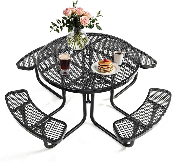 47'' Heavy Duty Picnic Square Table with 4 Benches