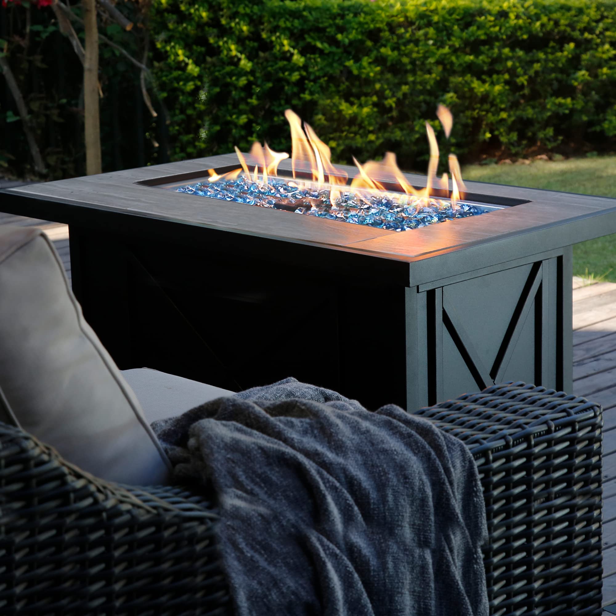 Fire Pit Table Propane Gas Firepit Rectangular Fire Table 42In 60,000