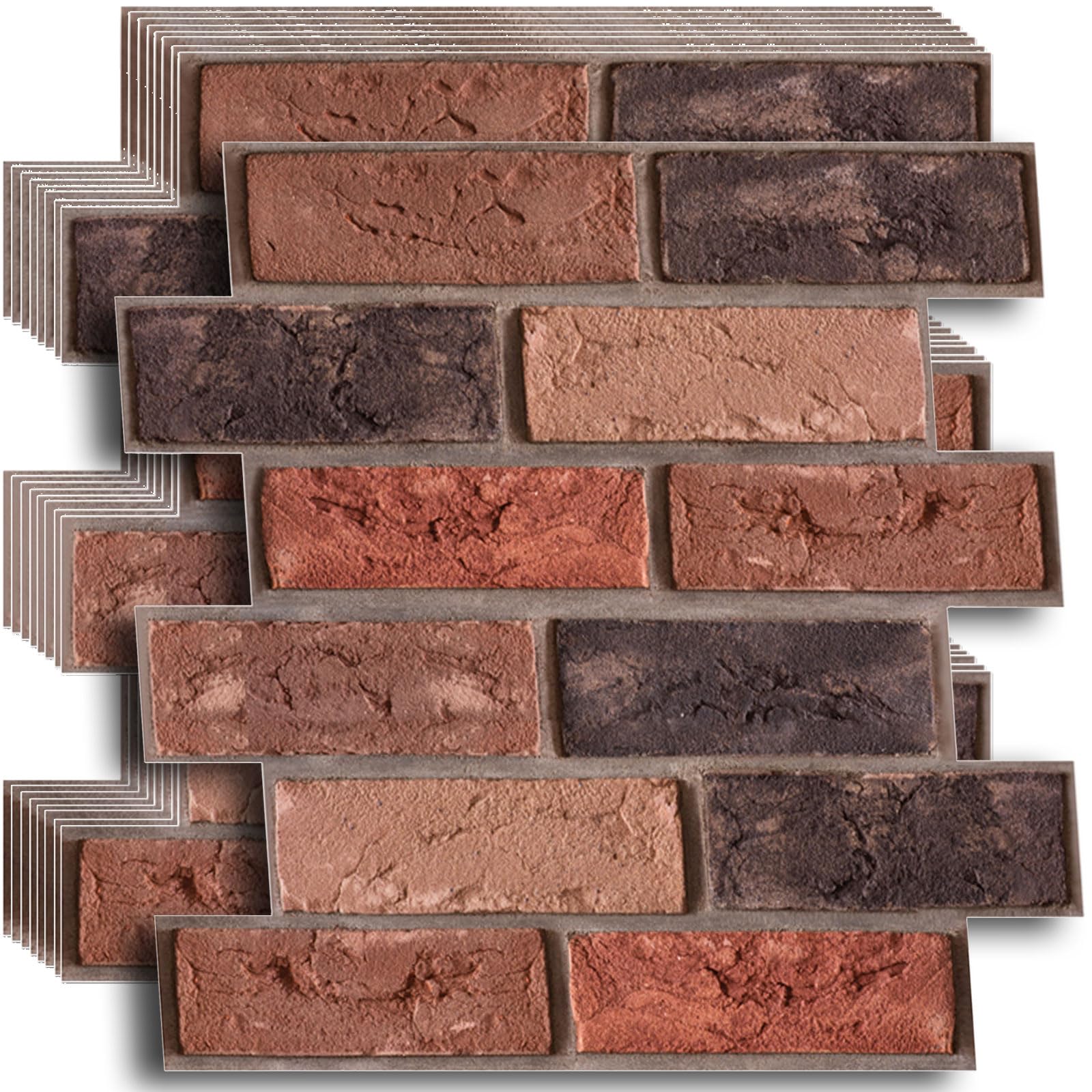 10 Pieces 3D Wall Panels, Peel and Stick, Faux Brick Wall Panel,3D Self Adhesive Brick Tiles