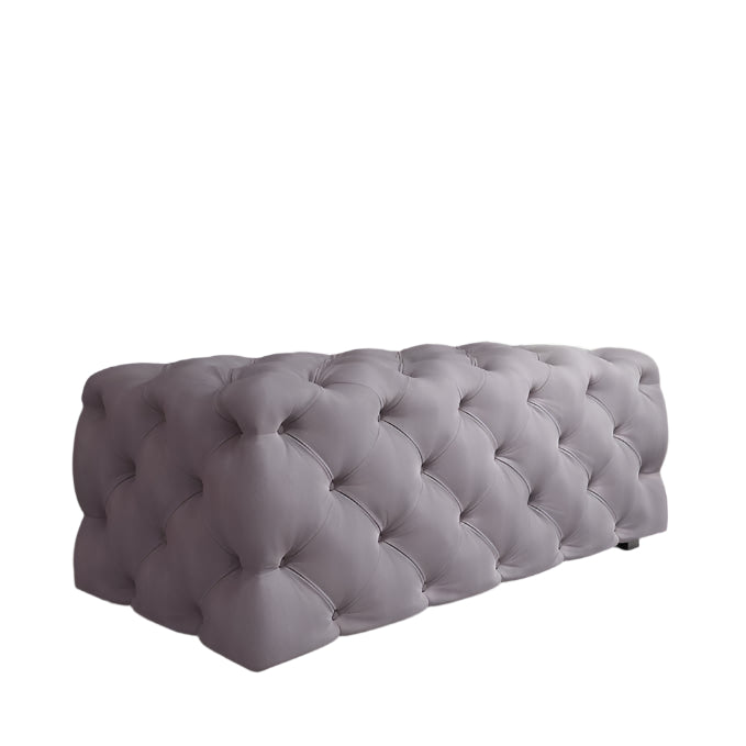 Modern 46 Inch Rectangular Velvet Ottoman, Tufted Bench for Living Room
