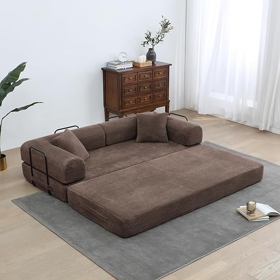 Convertible Floor Sofa Bed with Storage Pocket