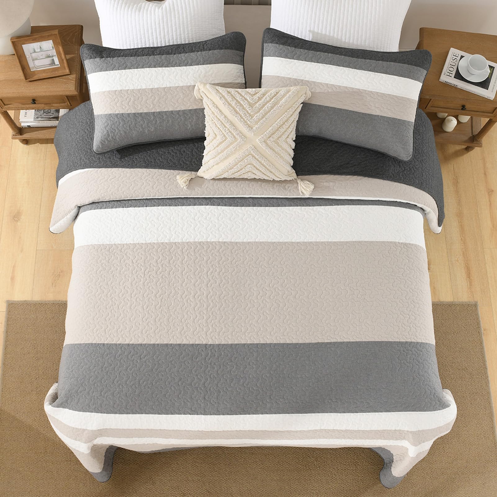 120"x120" Oversized Bedspread - 100% Cotton, California King Extra Large Quilt