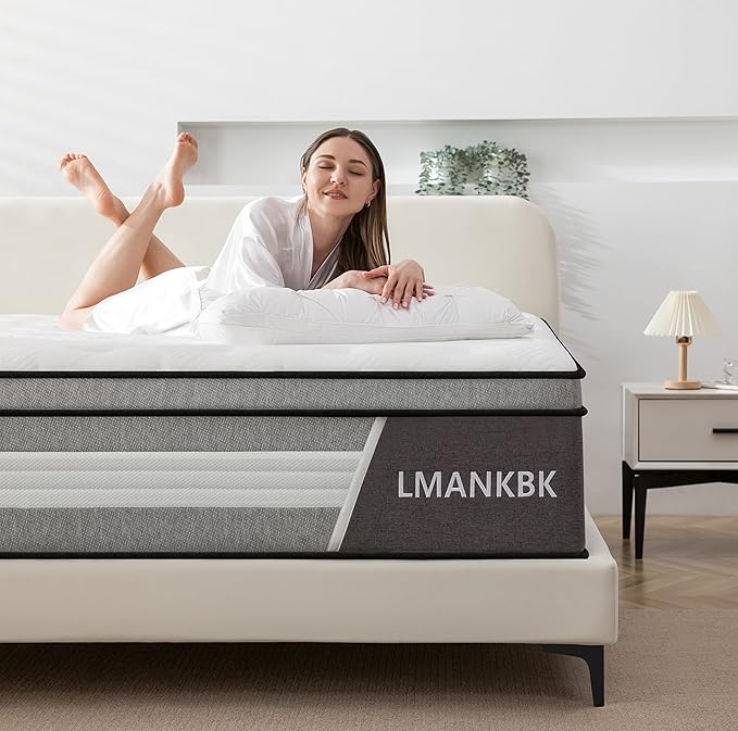 Queen Mattress, 14 Inch Innerspring Hybrid Mattresses in a Box with Gel Memory Foam
