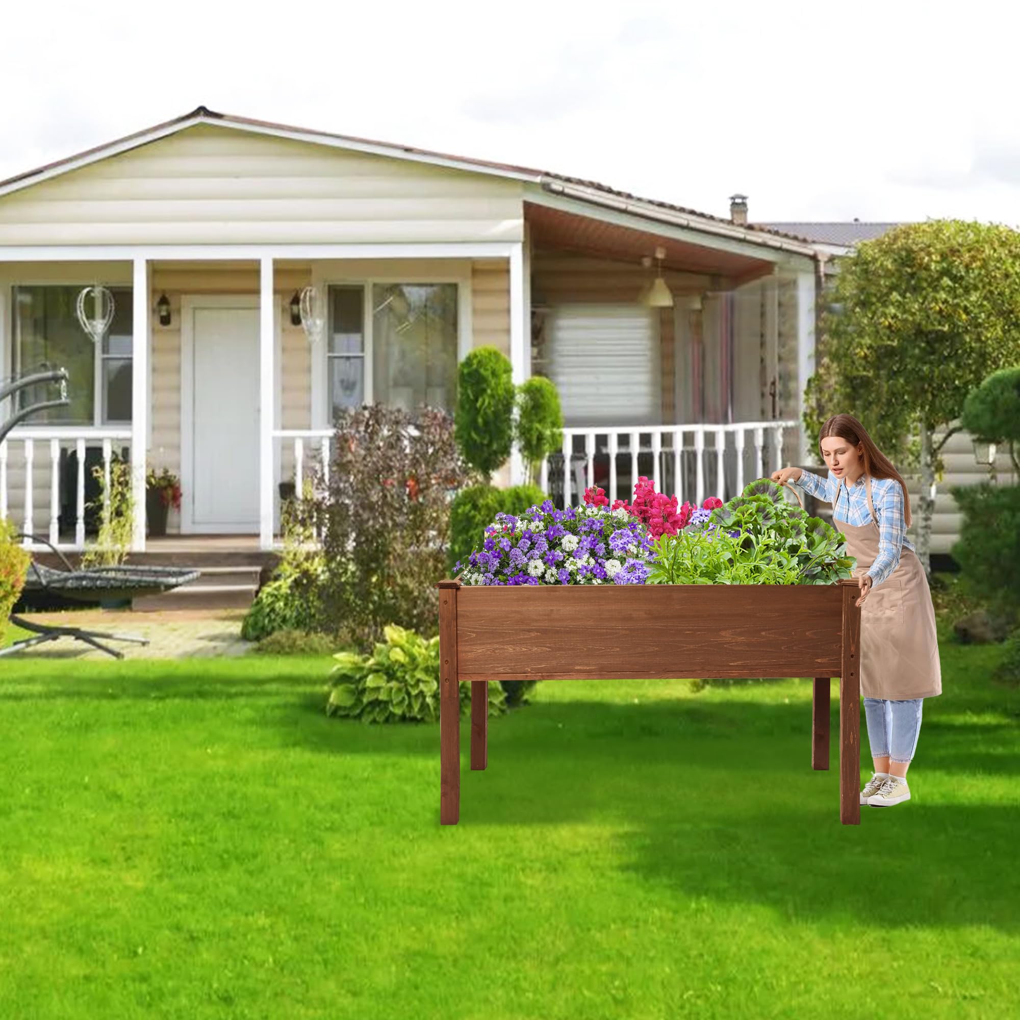 Raised Garden Bed Outdoor Planter Box with Legs for Herbs, Vegetables, Flowers, Great