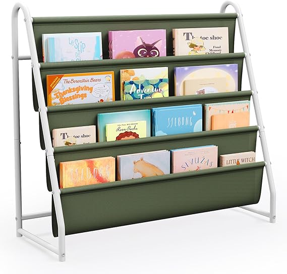 Kids Bookshelf for Kids Rooms, Metal Children Book Rack Montessori Bookshelf