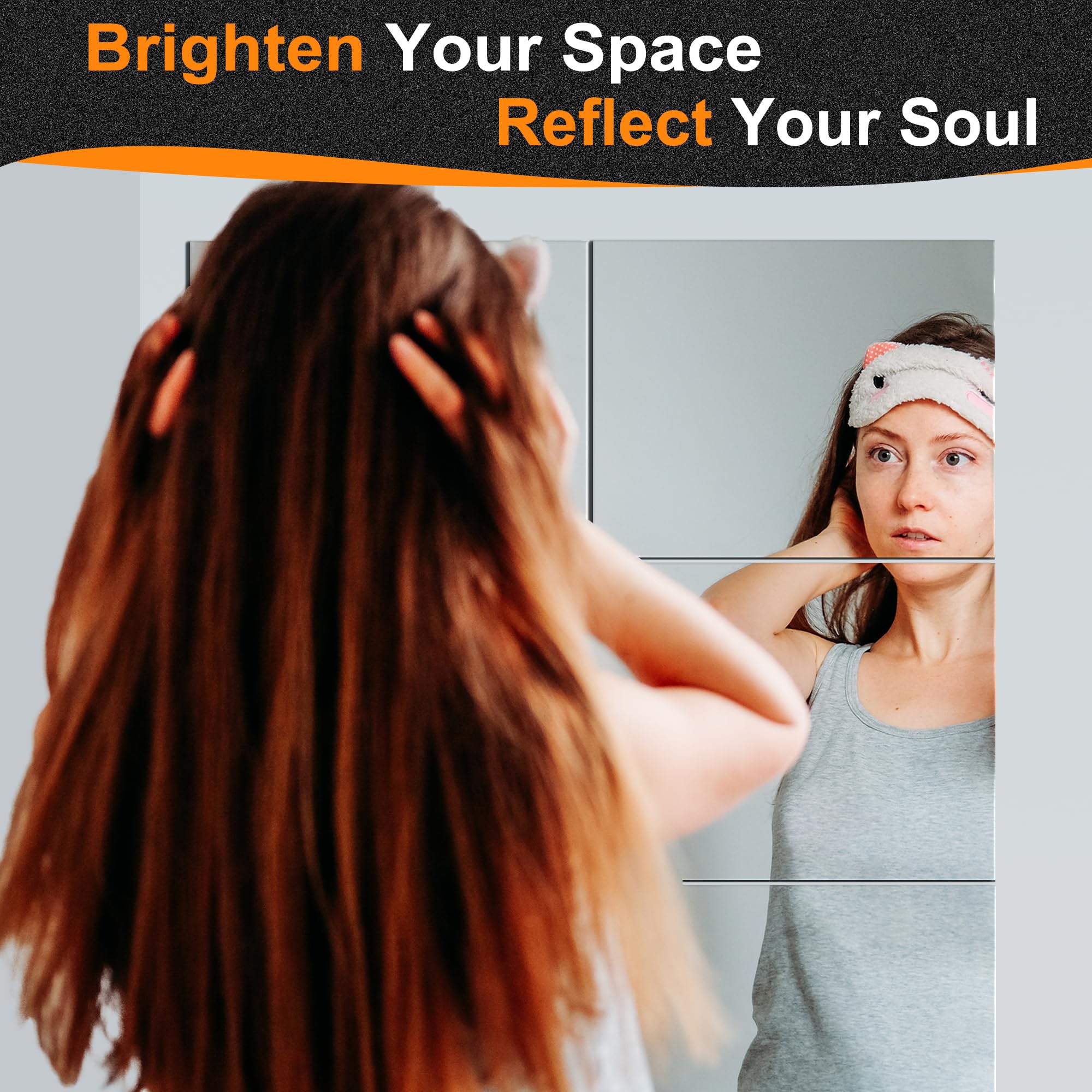 Delma Wall Mirror,Full Length Mirror Tiles for Wall Decor, Modern Full Body Mirror for Home, Office, and Gym（Glass, 16''x12''x 9PCS）