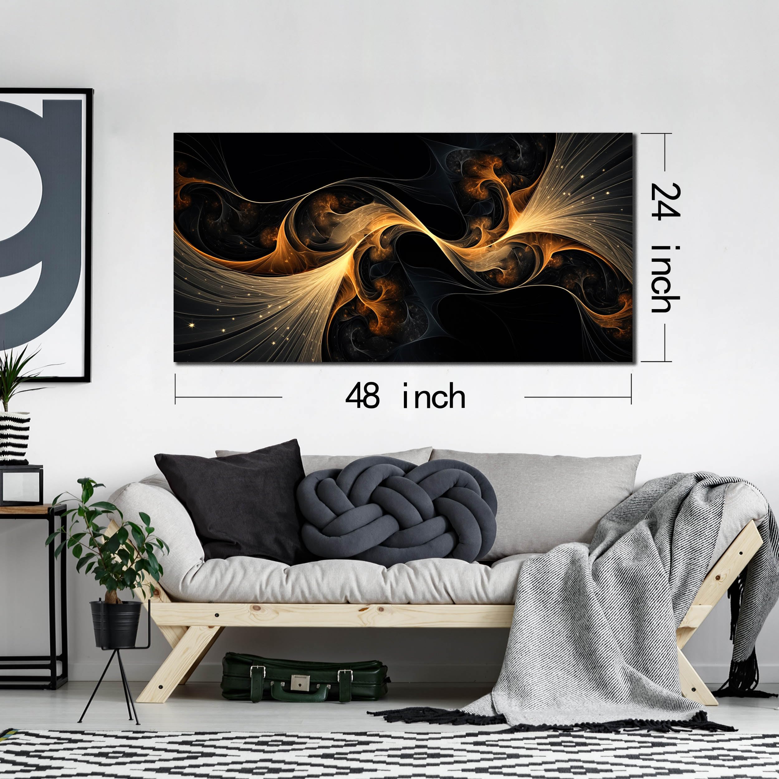 Abstract Wall Art for Bedroom Black Canvas Wall Decor for Living Room Modern Picture