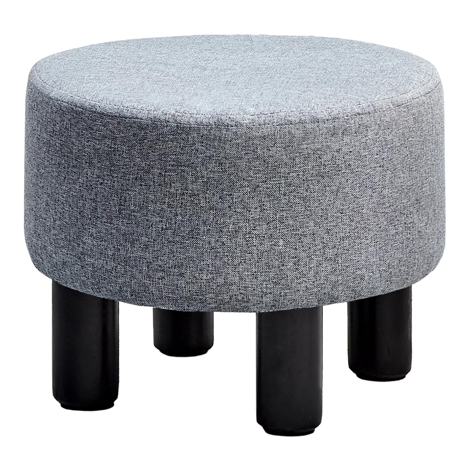 Linen Ottoman Round Footrest Stool,Ottomans and Poufs