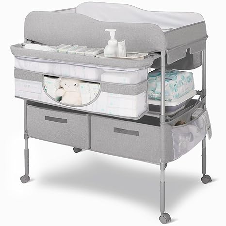 Portable Baby Changing Table, Foldable Changing Station with Nappy Mats