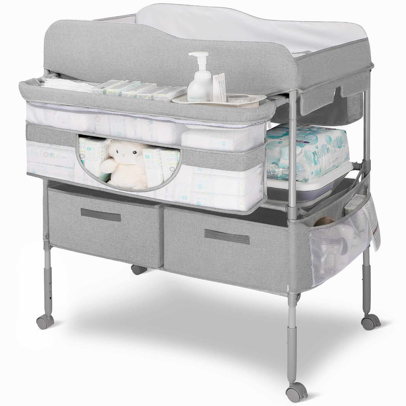 Portable Baby Changing Table, Foldable Changing Station with Nappy Mats