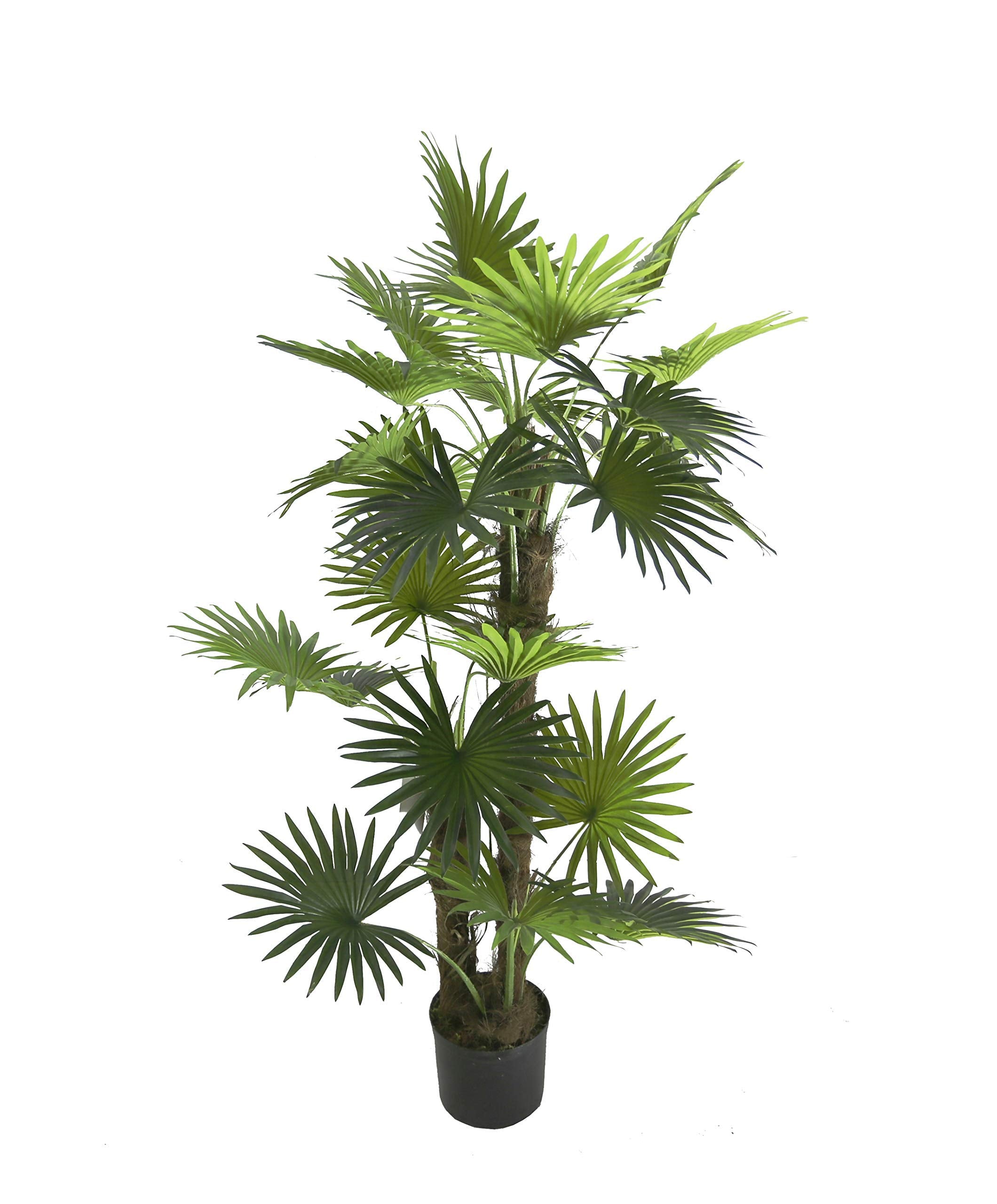 5 Feet Unique Tropical Fan Palm Tree Artificial Silk Plant, UV Protection, Indoor