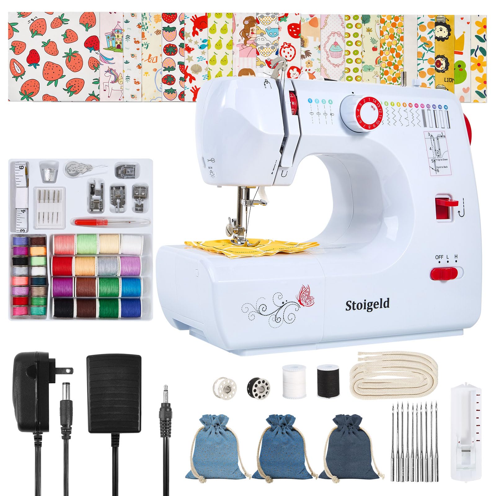 Sewing Machine for Beginners with 20 Pcs Fabric