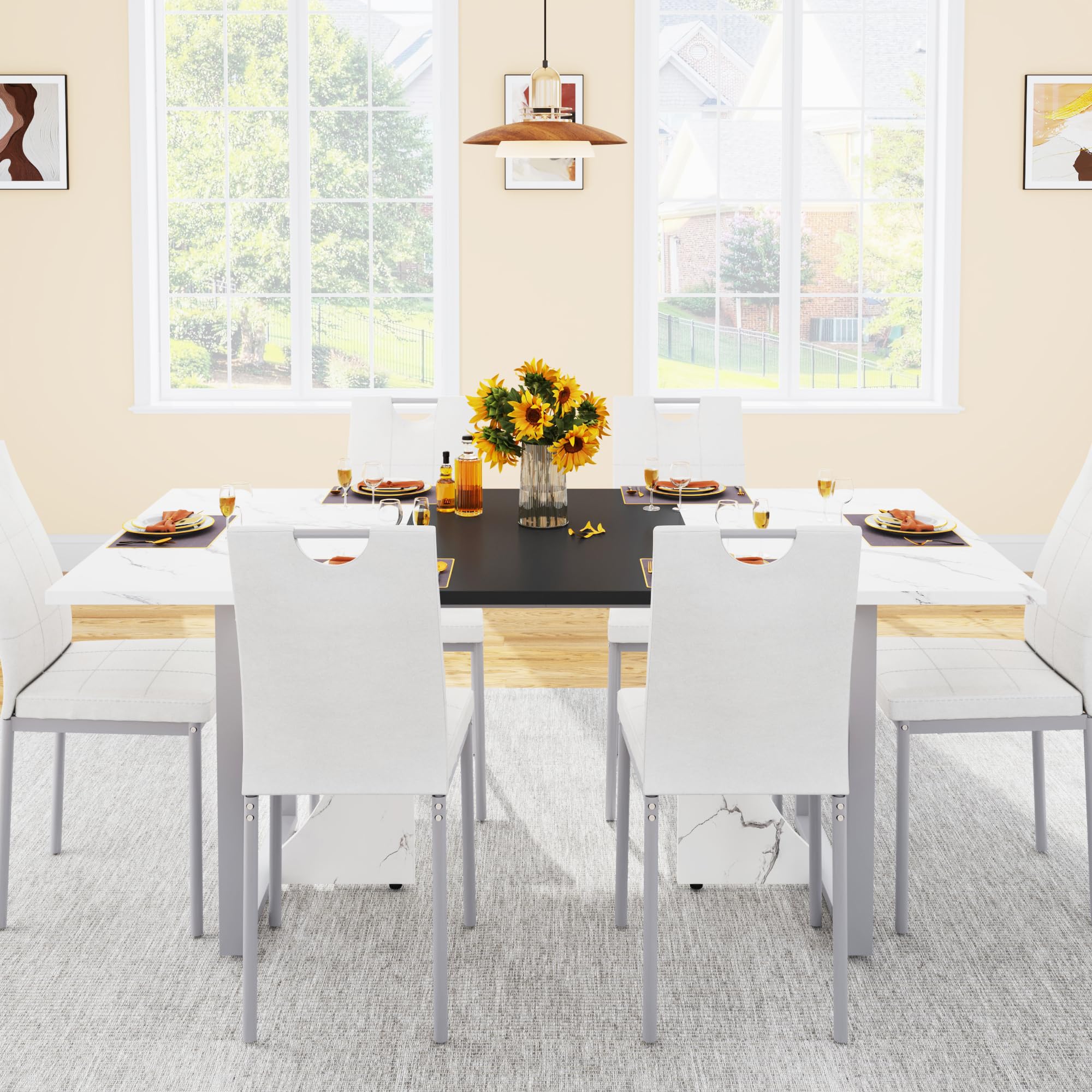70IN Large Dining Table for 4 5 6 People