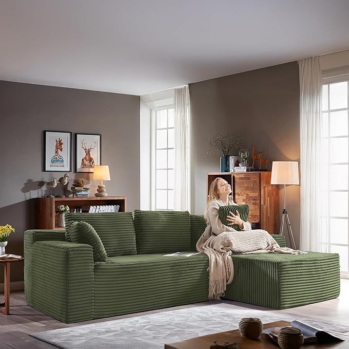 104''Sectional Cloud Couch with L Shaped Chaise
