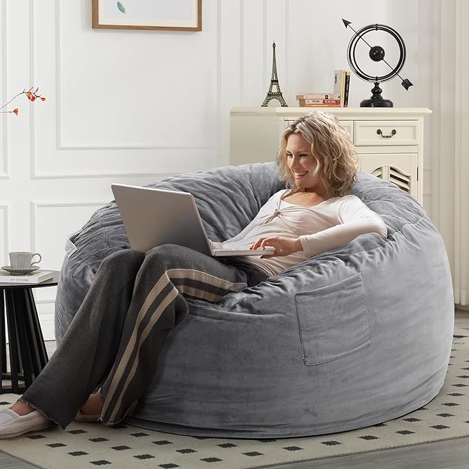 Large 3.5’ Bean Bag Chair for Kids, Teens, Adults, Memory Foam
