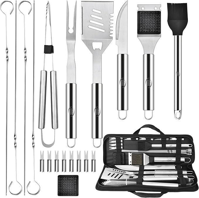Complete Grill Set Grilling Gifts for Men Dad, 40 Pcs Premium Heavy Duty Stainless