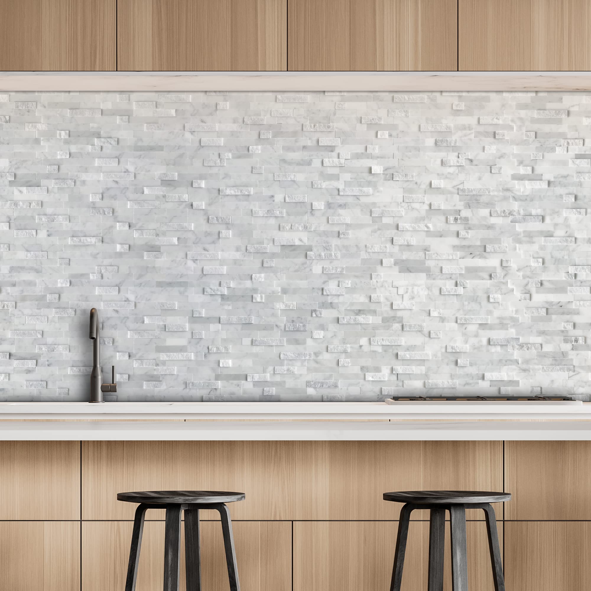 Peel and Stick Mosaic Natural 3D Stone Self Adhesive Tiles
