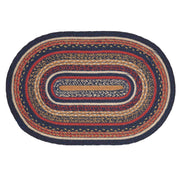 Stratton Primitive Jute Blue Striped Accent Rug Decor Oval w/ Floor Pad 20"x30"