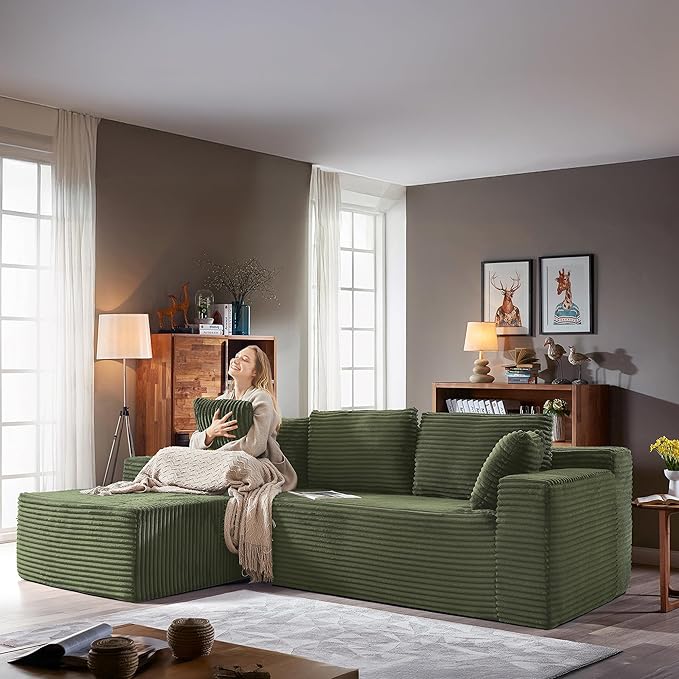 104''Sectional Cloud Couch with L Shaped Chaise