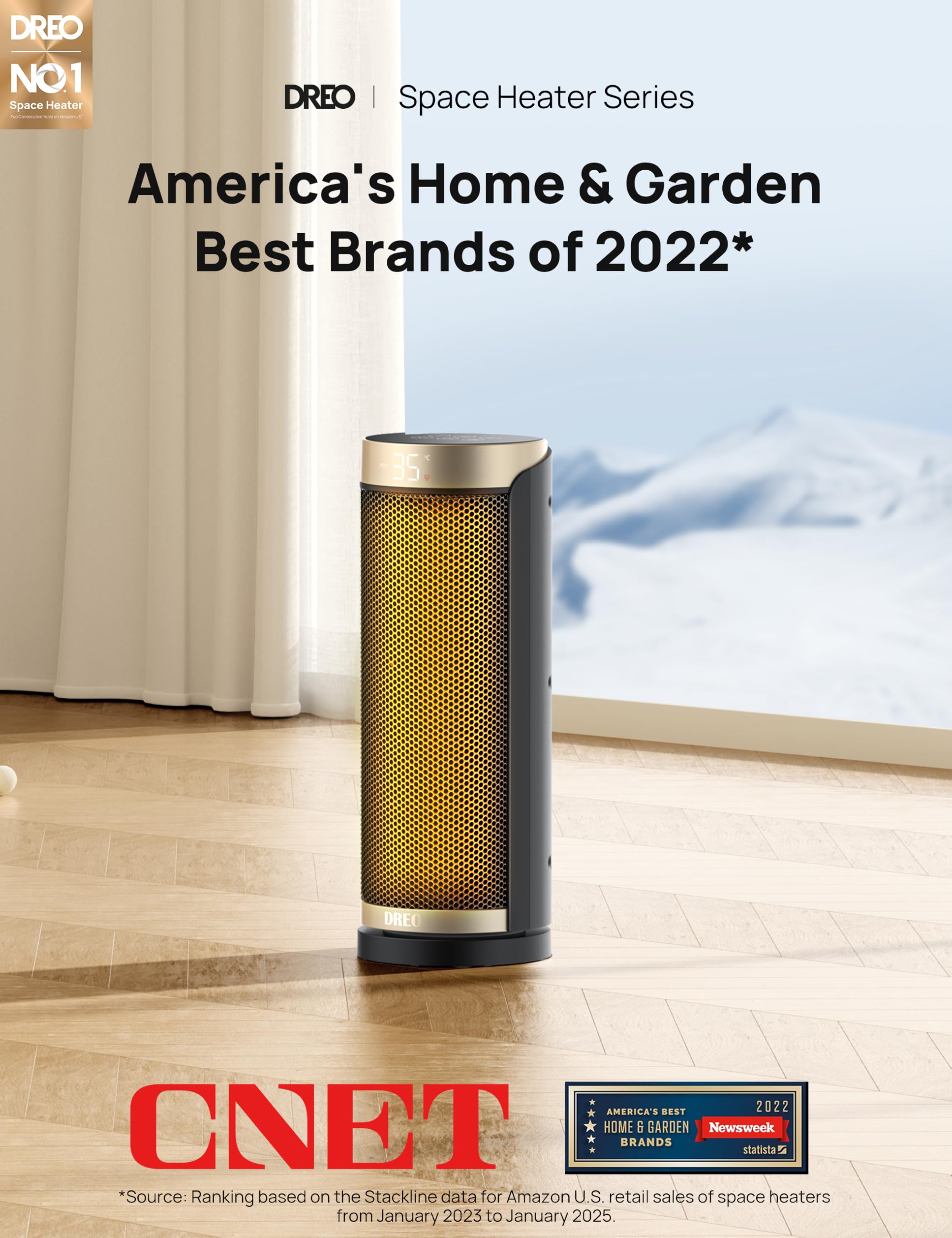 Dreo Space Heater, 1500W PTC Ceramic Heaters for Indoor Use with Remote, 70° Oscillation, 1-12H Timer, Electric Heaters with Thermostat, Fast and Safe Portable Heater for Office, Bedroom, Large Room