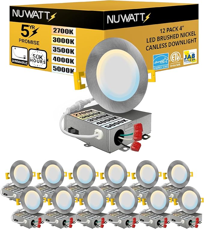 4 Inch Ultra-Thin LED Recessed Lighting, 5CCT 2700K/3000K/3500K/4000K/5000K