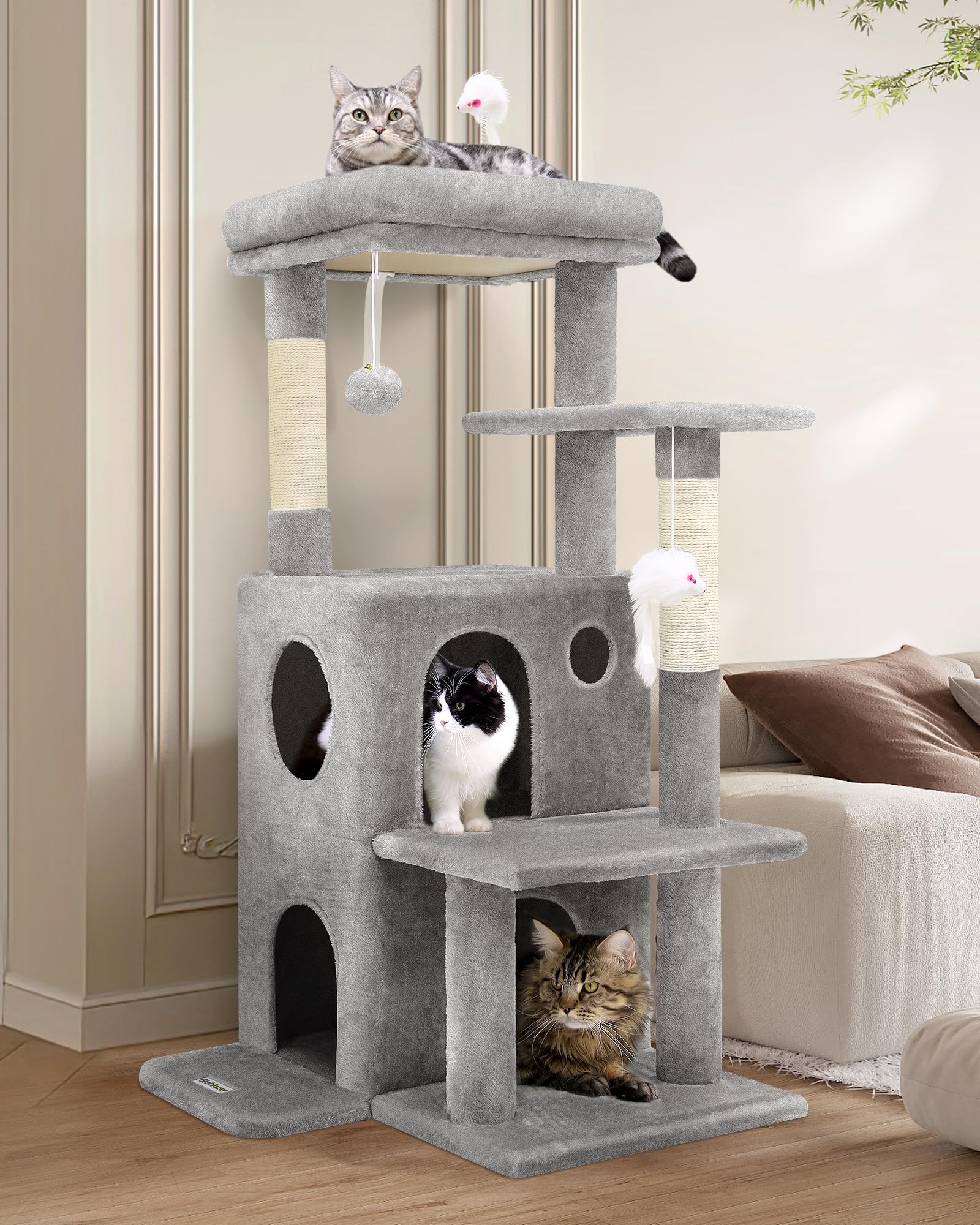Cat Tree Tower for Indoor Cats, 50-inch Adult Cat Tree House for Large Adult Cats
