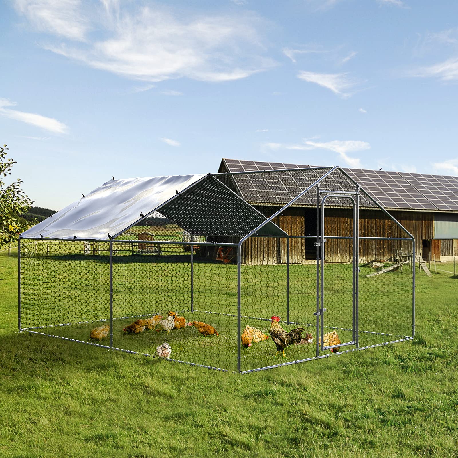 Large Metal Chicken Run for Yard Chicken Pen/Cage Outdoor Walk-in Chicken