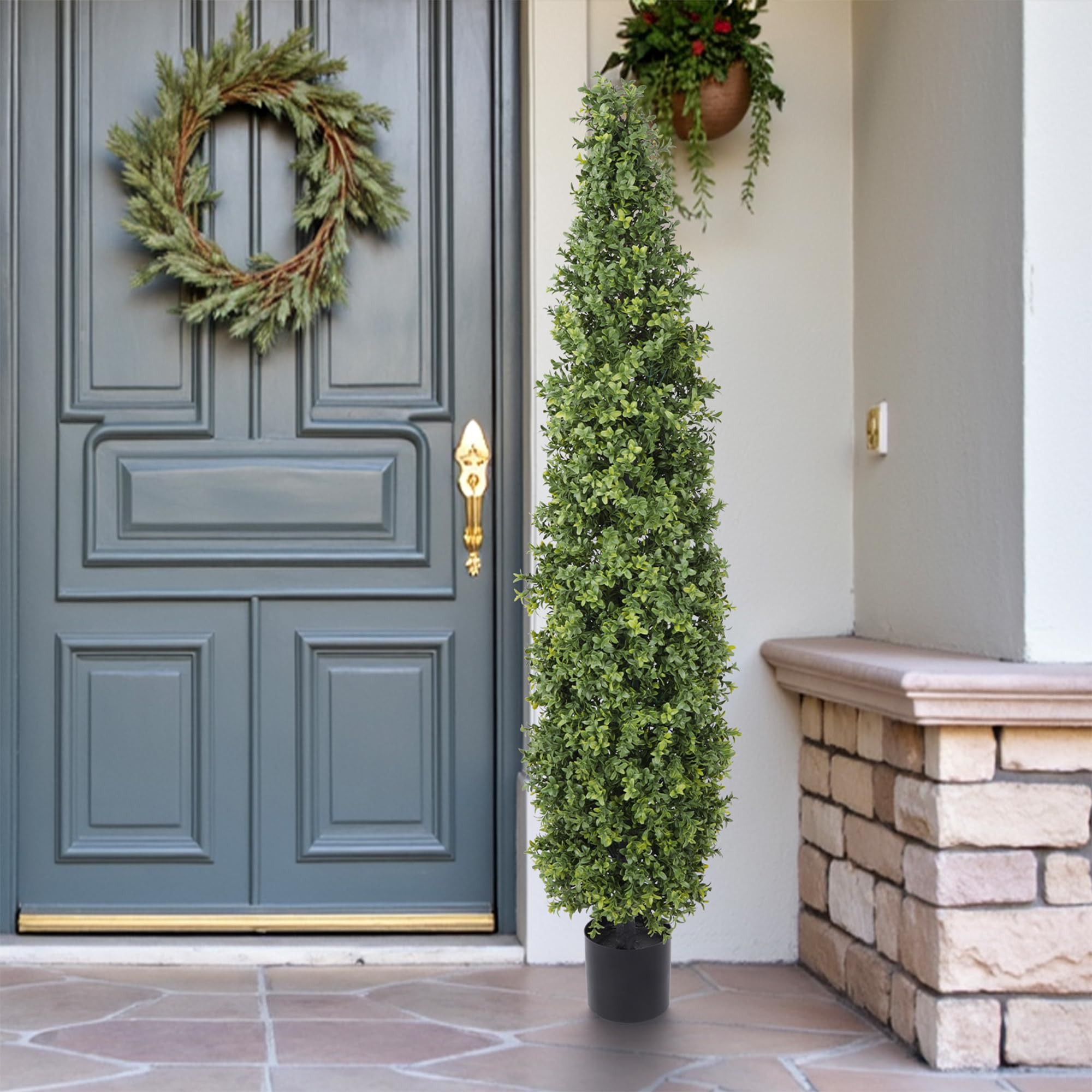 Artificial Boxwood Topiary Tree 5FT Fake Topiary Tree Faux Potted Topiary Plant