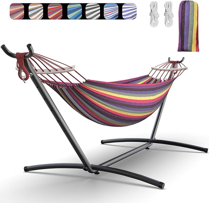 Double Hammock with Heavy-Duty Steel Stand,Portable,Easy Assembly