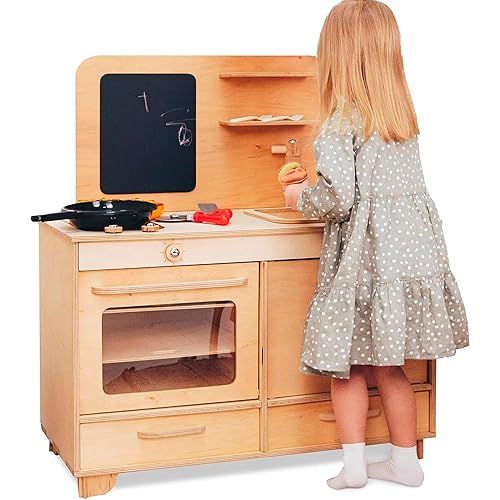 Kids Pretend Play Kitchen Wooden Montessori Playroom Furniture