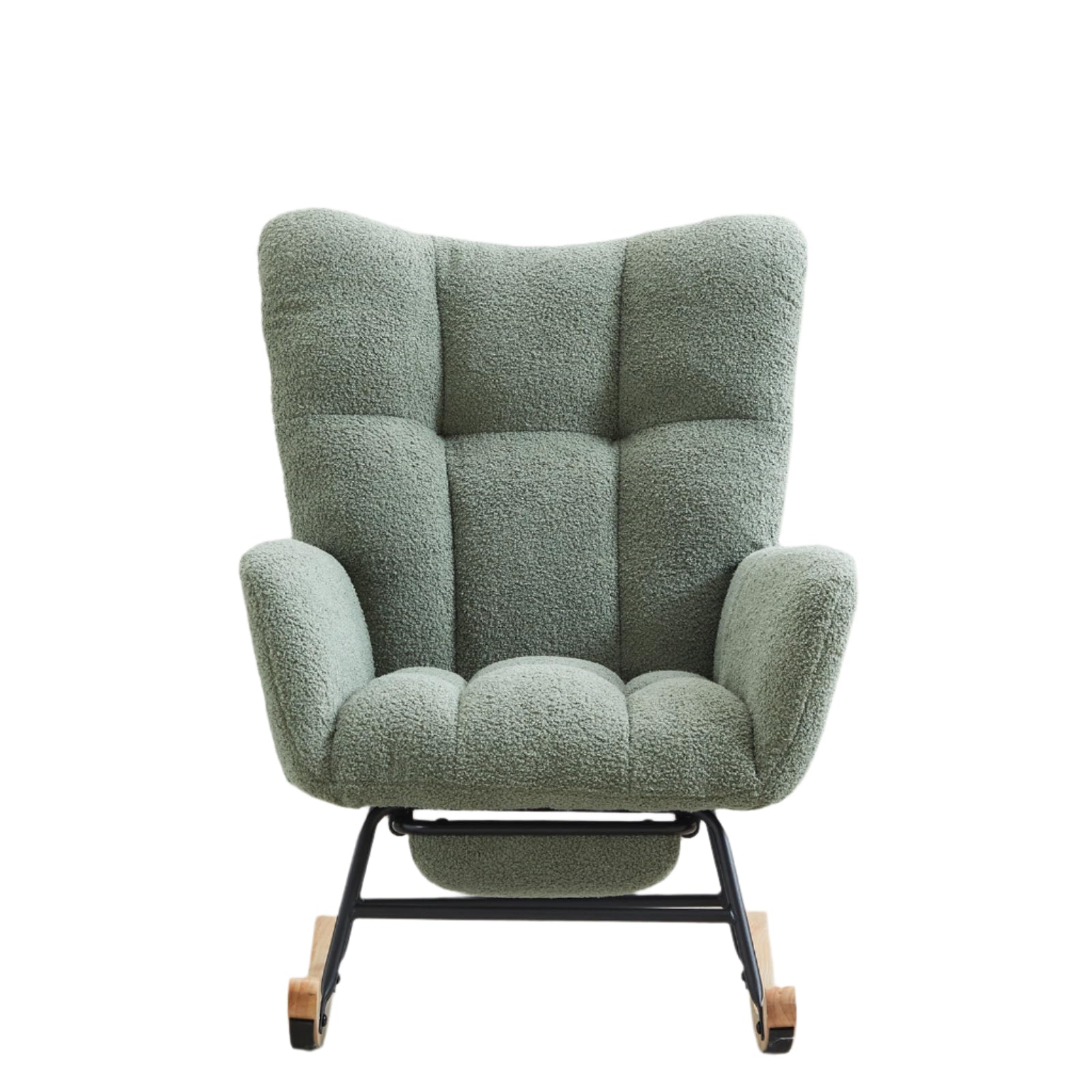 Nursery Rocking Chair, Teddy Upholstered Glider Chair with Footrest