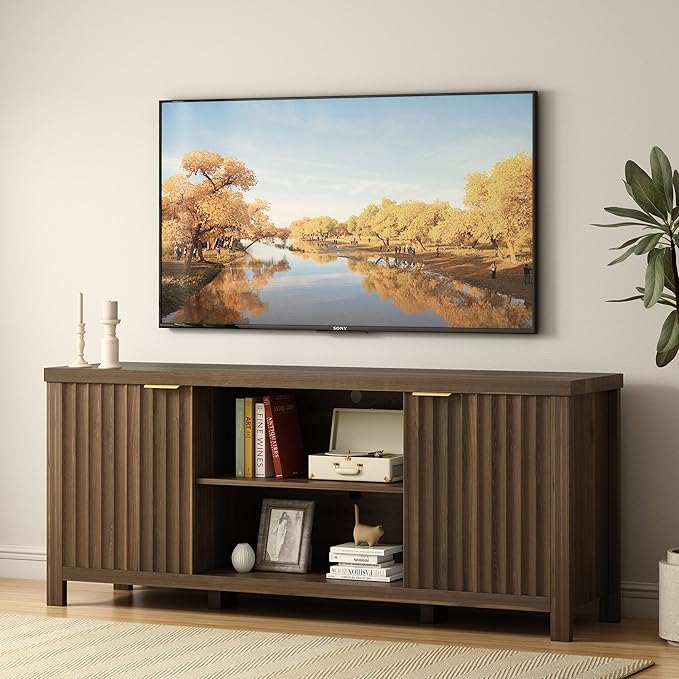 TV Stand for 65 inch TV, Modern Mid Century Entertainment Center with Storage