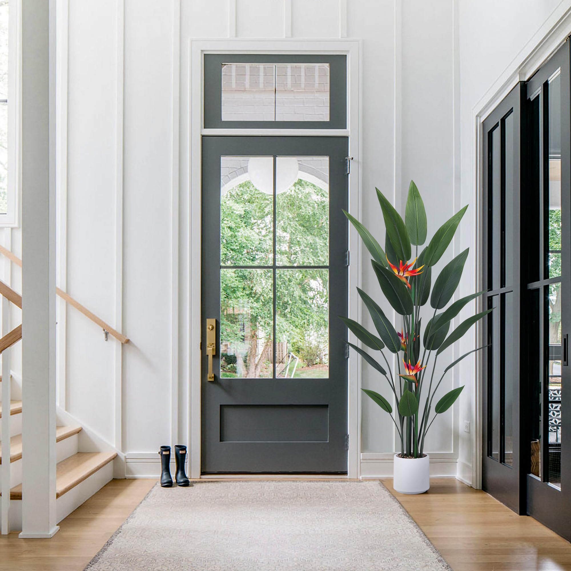 Artificial Bird of Paradise Plant 5 Ft Tall Fake Banana Leaf Plant for Indoors and Outdoors
