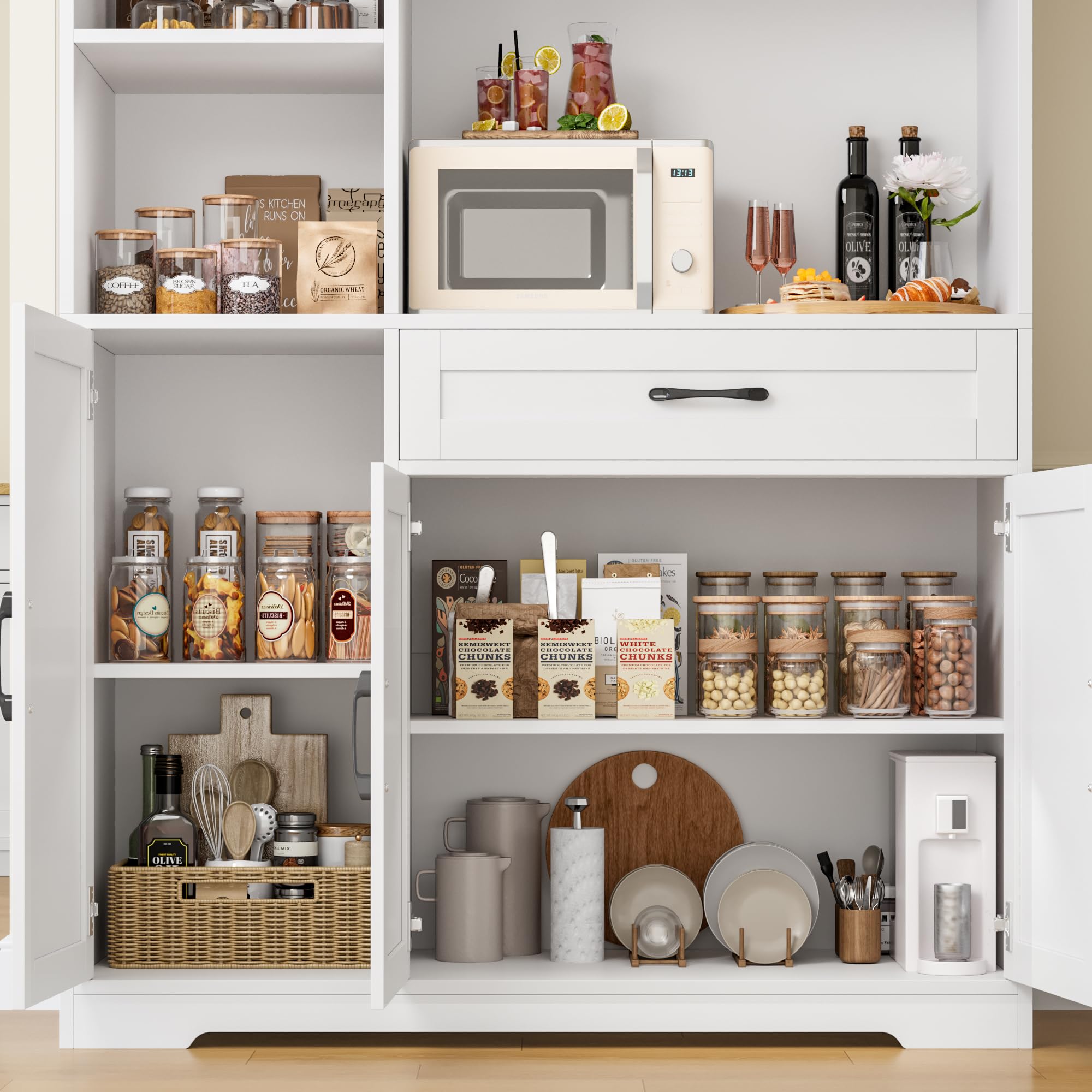 71" Tall Kitchen Pantry Storage Cabinet, Farmhouse Food Pantry Cabinet